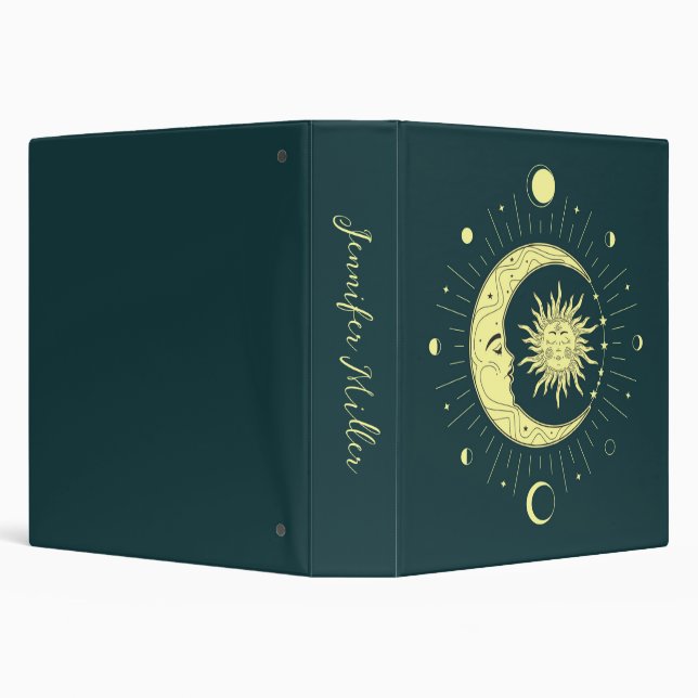 Classeur Design céleste du soleil et de la lune avec phases (Arrière-plan)