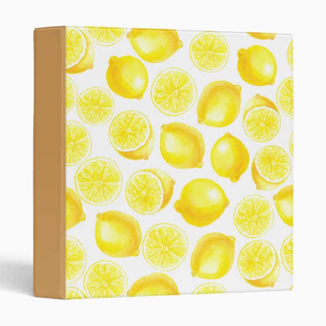 Classeur Design citrons aquarelle (Devant/Côté)