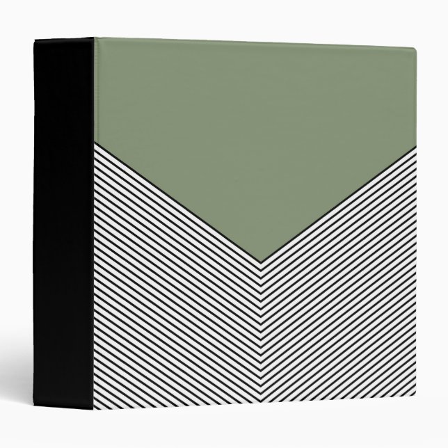 Classeur Design de chevrons noir et blanc et triangle vert (Devant/Côté)