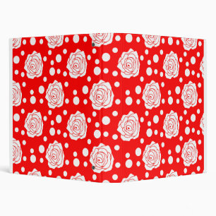 Classeur Design d'illustrations florales Pois en rouge blan