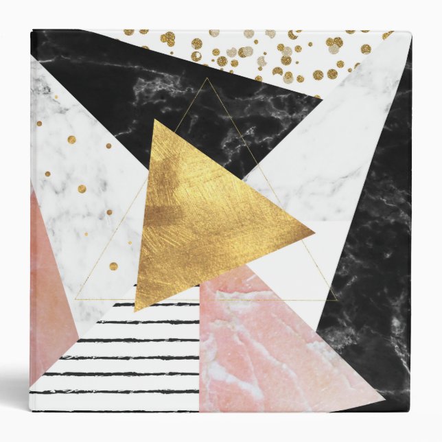 Classeur Design élégant en marbre géométrique et or (Devant)
