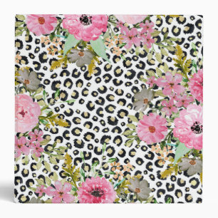 Classeur Design empreinte de léopard et floral élégant