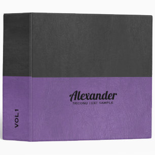 Classeur Design en cuir fay noir et violet à écran plat.