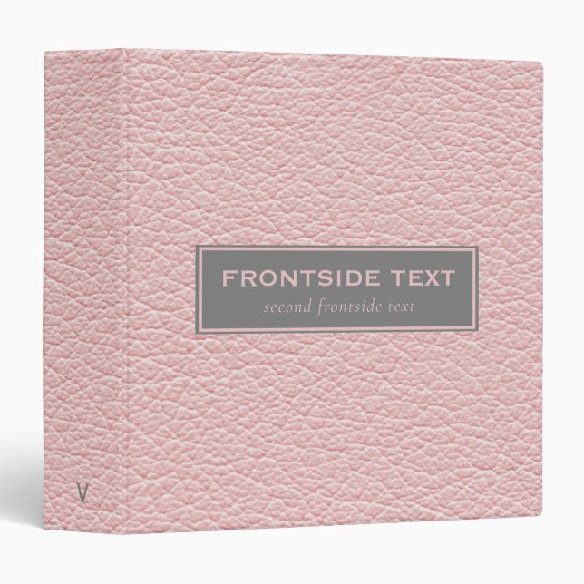 Classeur Design en cuir rose pâle (Devant/Côté)