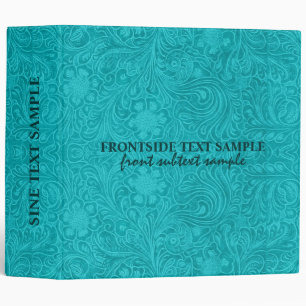 Classeur Design floral en cuir turquoise élégant