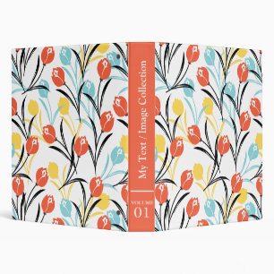 Classeur Design floral Motif de Tulipe en blanc