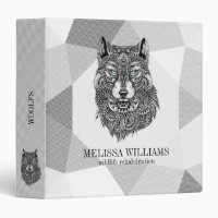 Design géométrique gris et tête de loup noir