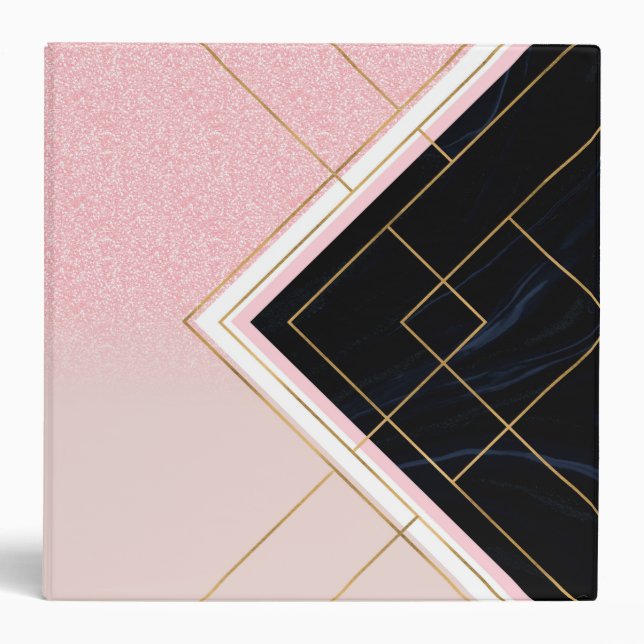 Classeur Design géométrique moderne Grilles d'or rose (Devant)