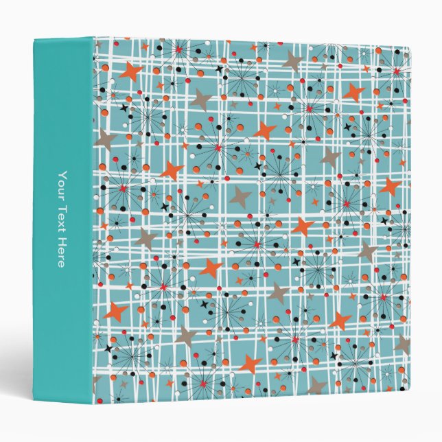 Classeur Design rétro étoilé atomique des années 1950 (Devant/Côté)