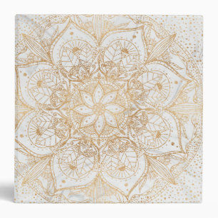 Classeur Design tendance or floral Mandala Marble