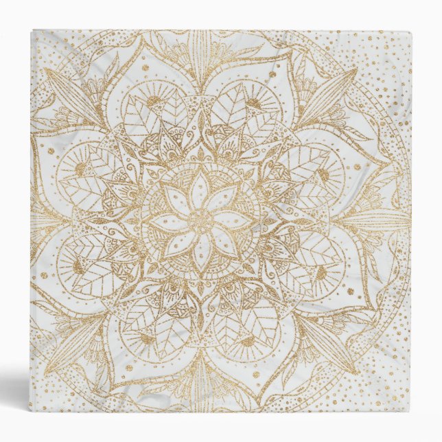 Classeur Design tendance or floral Mandala Marble (Devant)