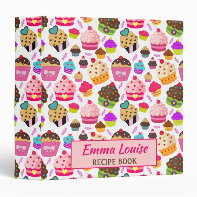 Classeur Dessert et recette de Cupcake mignonne (Devant/Côté)