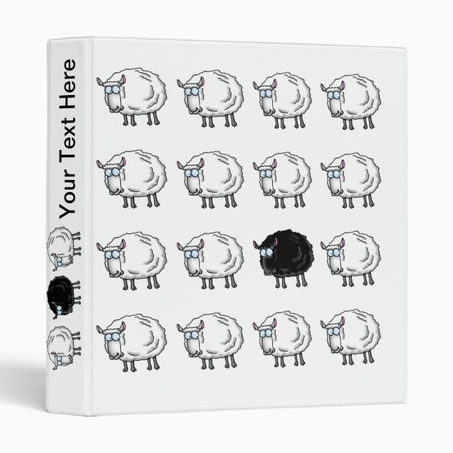 Classeur Dessin amusant Mouton blanc Mouton noir (Devant/Côté)