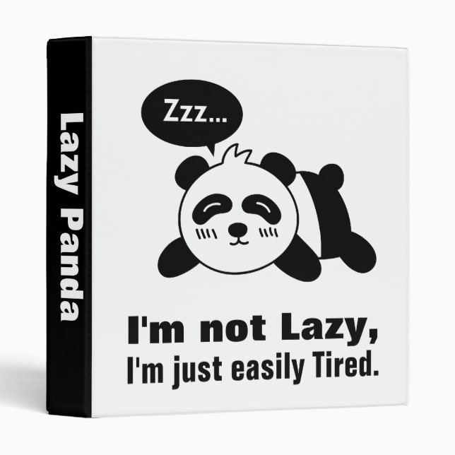 Classeur Dessin animé de Panda mignon et paresseux (Devant/Côté)