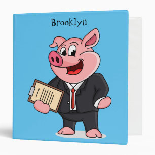 Classeur Dessin animé d'un cochon drôle en costume de ville