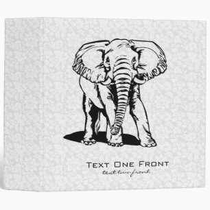 Classeur Dessin de ligne d'éléphant noir mignon monogramme