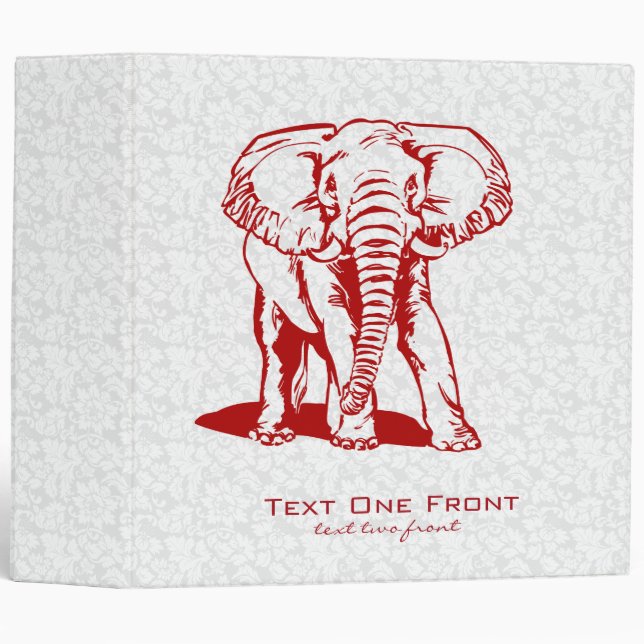 Classeur Dessin de ligne rouge foncé monogramme (Devant/Côté)