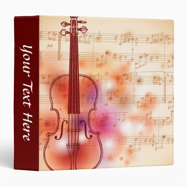 Classeur Dessin sur l'arrière - plan d'aquarelle du violon (Devant/Côté)