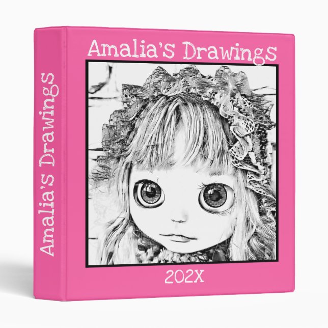 Classeur dessins album, album d'artiste, oeuvre d'art 3 ann (Devant/Côté)