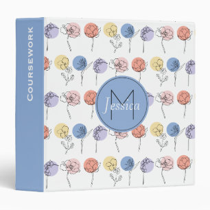 Classeur Dessins de lignes de fleurs modernes aux couleurs 