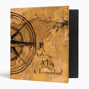 Classeur Destinations - Compass Rose et carte du monde