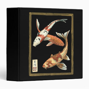 Classeur Deux Japonais Koi Goldfish sur un Arrière - plan n
