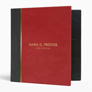 Classeur Deux Tons Faux Cuir Rouge & Gris