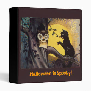Classeur d'Halloween Vintage Chat et Chouette