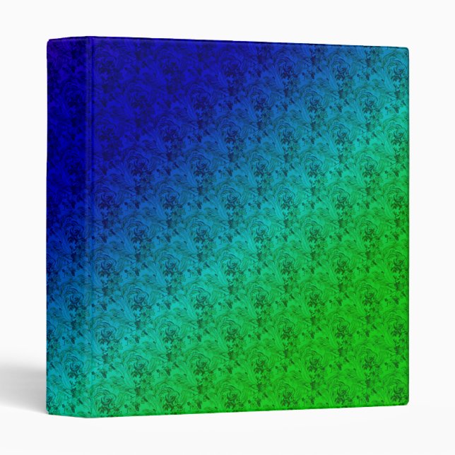 Classeur Diag Arc-en-ciel dégradé Floral Motif bleu vert (Devant/Côté)