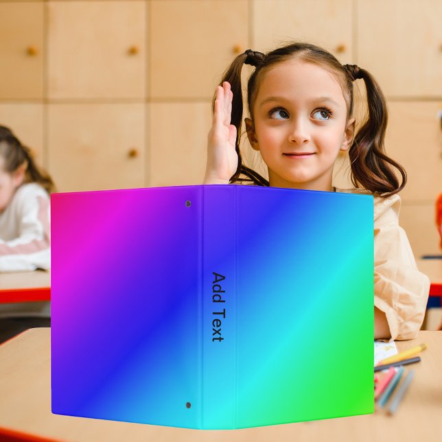 Classeur Diagonale arc-en-ciel bleu à vert (Diagonal Rainbow Gradient Blue to Green 3 Ring Binder)