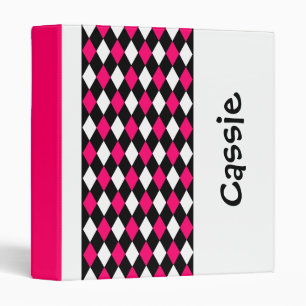 Classeur Diamant rose et noir Personnalisé Retour à l'école