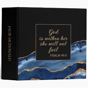 Classeur Dieu chrétien est en elle Navy Blue Black Marble