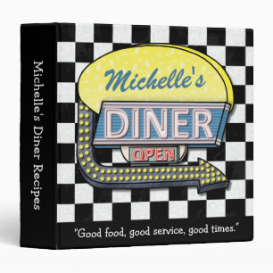 Classeur Diner Retro les années 50 Black White Check Recett