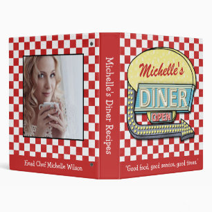 Classeur Diner Retro les années 50 Red Checker Recette Nom