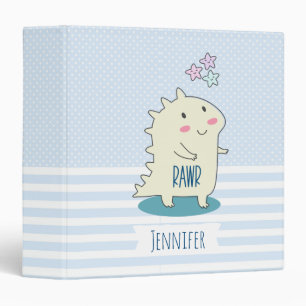 Classeur Dino Jaune mignon avec des étoiles joyeuses