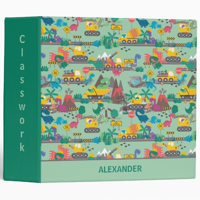 Classeur Dinosaur enfants de construction personnalisée (Devant/Côté)