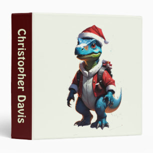Classeur Dinosaure de Noël bleu