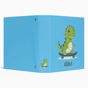 Classeur Dinosaure De Skateboard Amusant Avec Nom Enfants