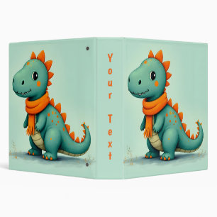 Classeur Dinosaure mignon portant une écusson orange