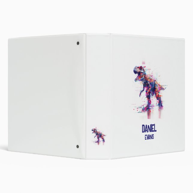 Classeur Dinosaure Rex T-Rex Futuriste Avec Nom Enfants (Arrière-plan)