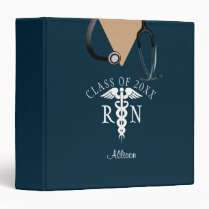 Classeur Diplôme d'infirmière personnalisée Bleu Scrub Top