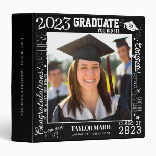 Classeur Diplôme photo personnalisé 2023 Scrapbook Noir