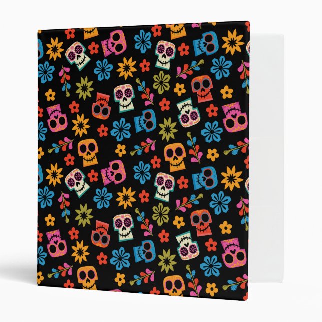 Classeur Disney Pixar Coco | Crâne de sucre et motif floral (Devant/intérieur)