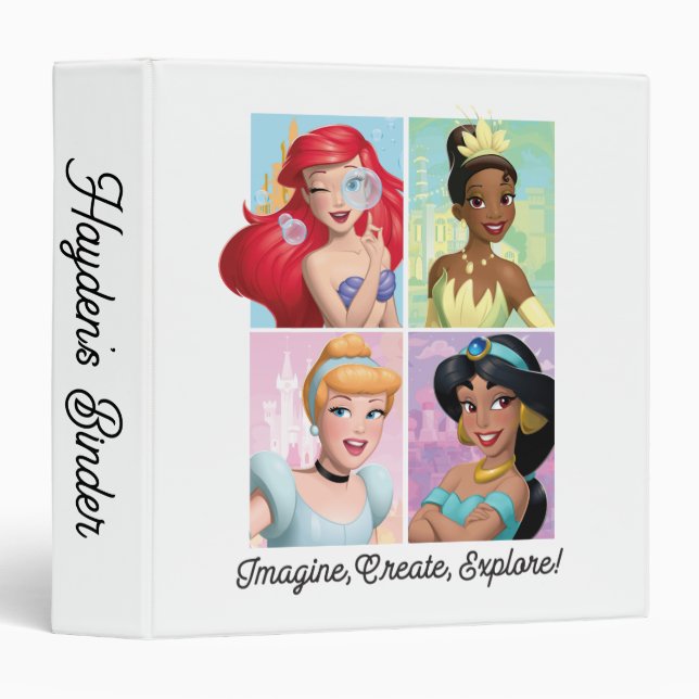 Classeur Disney Princesse "Imaginez, Créez, Explorez !" (Devant/Côté)