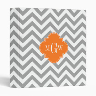 Classeur Dk Grey Lg Chevron Citrouille Quatrefoil 3 Monogra