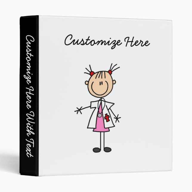 Classeur Docteur féminin Stick Figure (Devant/Côté)