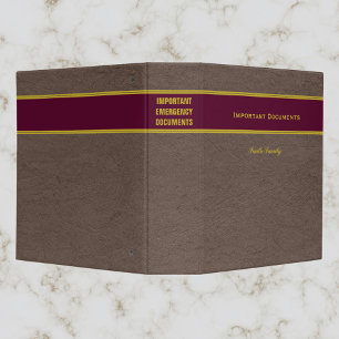Classeur Documents d'urgence importants Nom personnalisé cl