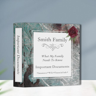 Classeur Documents familiaux importants | Vert Turquoise