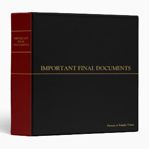 Classeur Documents finaux importants - Noir   Rouge   Or