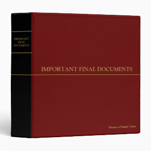 Classeur Documents finaux importants - Rouge Noir Or